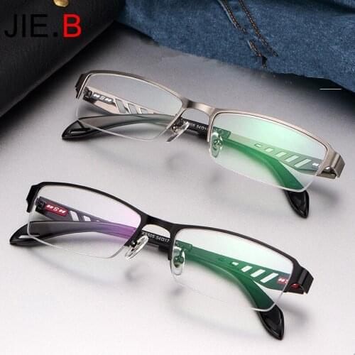 Classic business mens glasses frame half frame alloy glasses frame can be equipped with myopia reading glasses