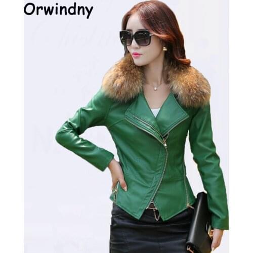 Женские кожаные куртки с мехом Orwindny China At AliExpress