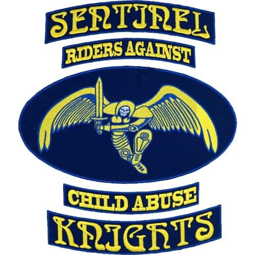 SENTINEL KNIGHT backing Embroidered Sewing Label punk biker Patches Clothes Stickers Apparel Accessories Badge