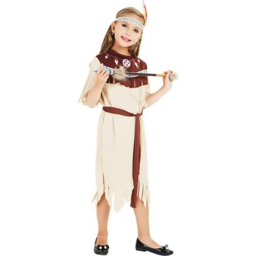 Hot Indian Costumes Adult Children Halloween Primitive Clothes Female Indigenous People Stage Performance Costume Masquerade