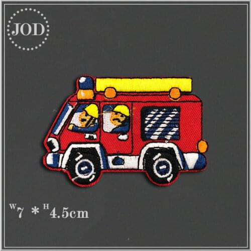 Fire Truck Cute Car Patches Iron on Or Sew for Clothes Embroidered Appliques DIY Accessory Bag Badge