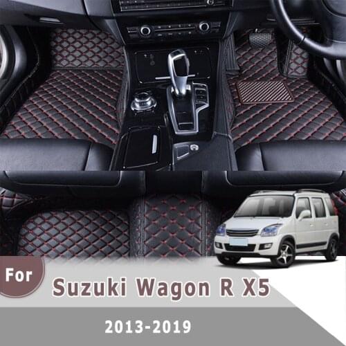 RHD Car Floor Mats For Suzuki Wagon R X5 2019 2018 2017 2016 2015 2014 2013 Leather Car Accessories Interior Carpets Car Styling
