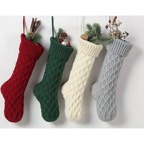 Christmas Stockings Tree Decor Gift Bags Knitting Pendant Socks Xmas Tree Ornaments Kids Candy Decorations for Home
