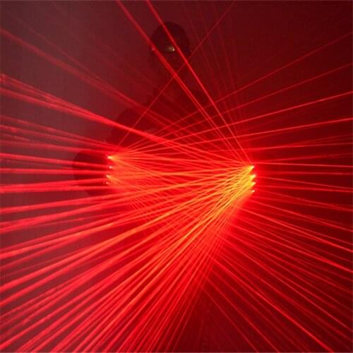 SJ75 Red laser beams rechargeable gloves dj stage show wears performance dance costumes led 4pcs heads robot man projector bar