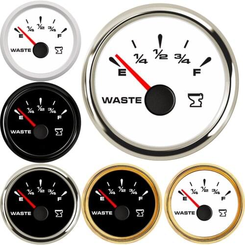 Marine Sewage Level Gauge 52MM 0-190ohm Boat Sewage Tank Level Indicator Gauge Auto Truck RV Yacht 7 color Backlight 9-32V