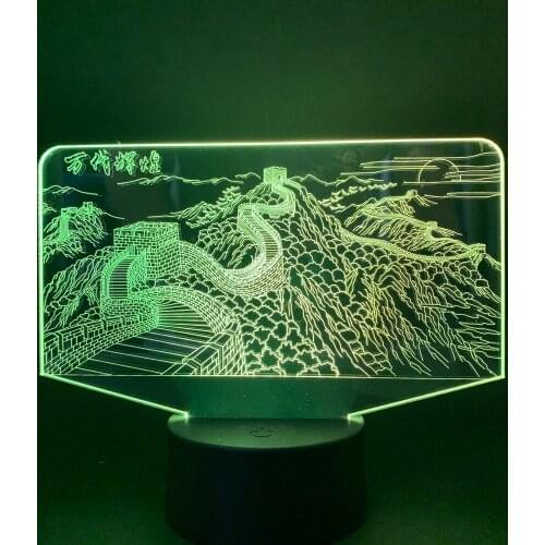 Night LED Light Touch Sensor 3D Desk Lamp The Great Wall of China Nightlight Room Decor Kids Friends Memorial Gift APP Control