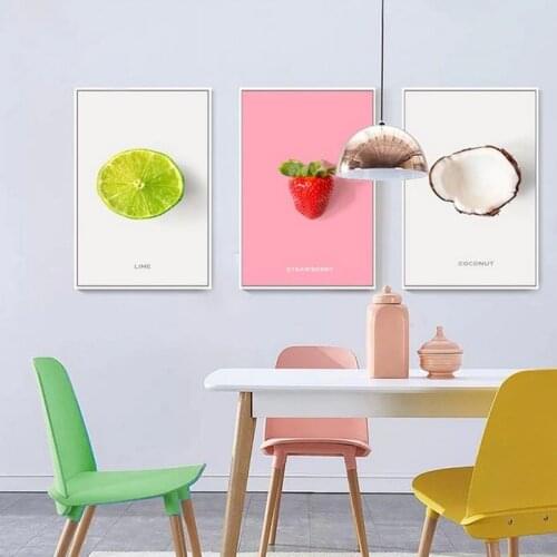 Fresh Fruit Canvas Painting Coconut Tomato Pineapple Avocado Printed Home Kitchen Decor Nordic Modular Picture Unframed