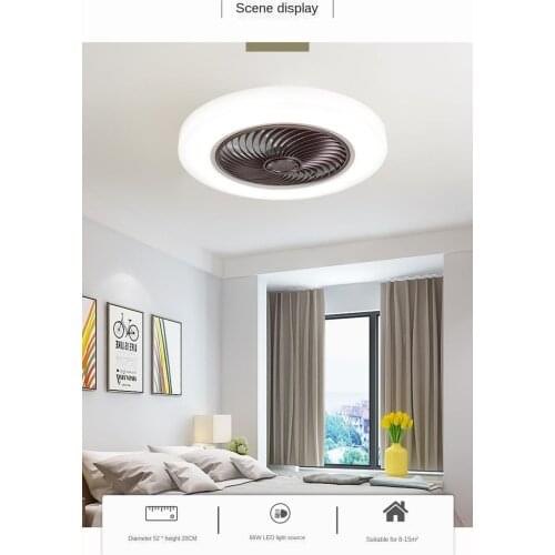 Smart Ceiling Fan bedroom with lights remote control ventilation lamp 45 cm invisible air blade retractable and mute