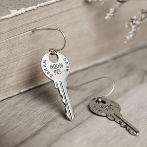 Key Dangle Earrings 925 Sterling Silver Vintage Drop Earrings For Women Men Fashion Punk Jewelry Valentine Gifts