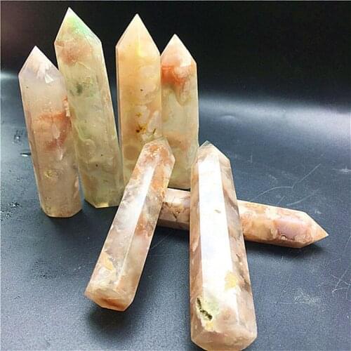 Cherry Blossom Agate Wand Point Natural Stones Quartz Minerals Crystal Gemstones Home Decoration