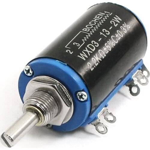 High Precision Potentiometer Multiturn Wire Wound Pot Slide Resistor Rheostat 2.2K 2200 Ohm 2W Discount x 10 Pcs / Lot