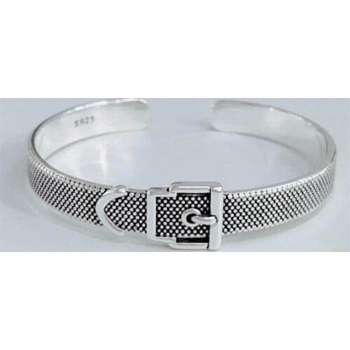 New Creative Belt Temperament 925 Sterling Silver Jewelry Bracelets Personality Exquisite Women Popular Opening Bangles SB208