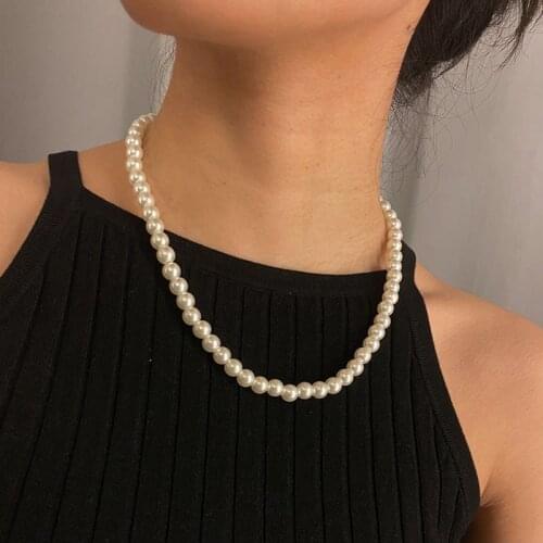 Temperament Imitation Pearl Choker Necklace Women Simple Elegant Fashion Neck Chocker Colar Necklaces Jewelry XR3112