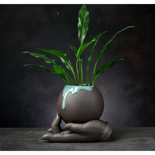 1pc New Creative Ceramic Water Culture Flowerpot Vase Home Potted Clay Pot Flower Handicraft Ornaments