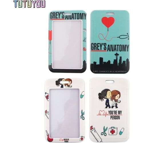 1pc PC2437 Greys Anatomy Fashion Lanyards Bus ID Name Work Card Holder For Nurse Doctor Scientist Professor