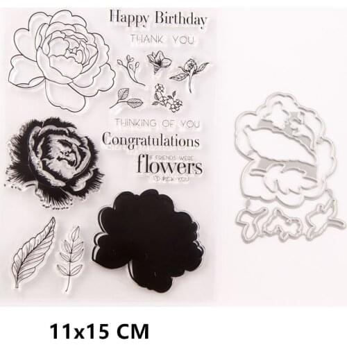 2021 New Flower Clear Stamps and Metal Cutting Dies DIY Scrapbooking Embossing Album Crafts Seal Template Punch Stencils