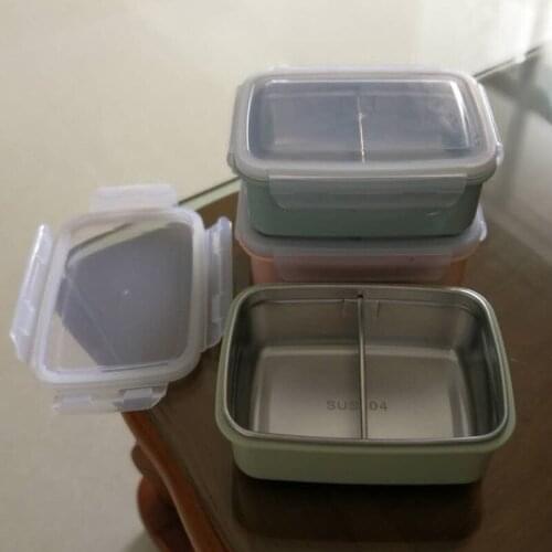 304 Stainless Steel with Plastic Bento Box Leakproof Thermal Lunch Boxes Square Picnic Camping Portable Food Container