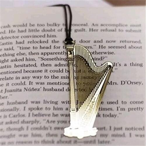 6pcs/lot Metal Cute Kawaii musical Instrument Bookmark Stationary Bookmark Guitar Piano Harp Accordion Violin Trumpet