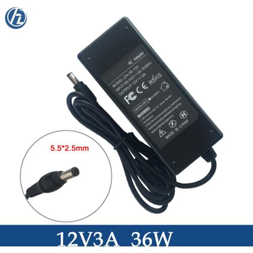 12V Power Adapter 3a Supply for 5050 3528 LED Strip 3D Printer CCTV Security System ac adapter 36W with 5.5x2.5mm