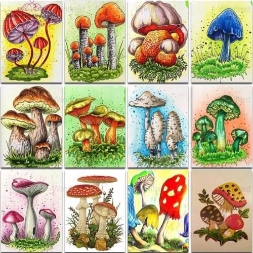 DIY 5D Diamond Painting Mushroom Illustration Diamond Embroidery Mosaic Home Decoration Pattern Handmade Wall Art Kitchen Mural