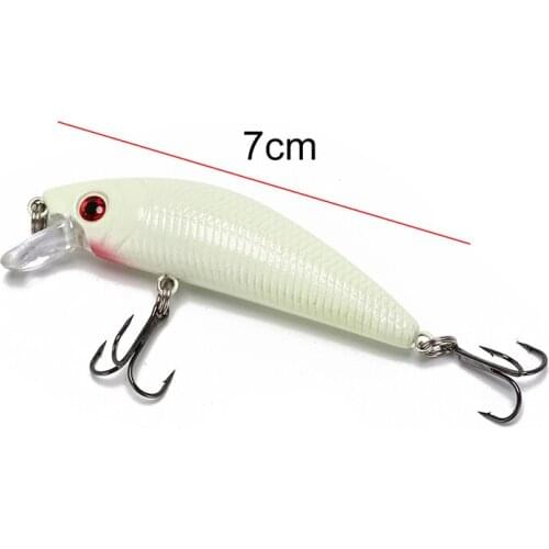 Minnow Lure 7cm/8g 3D Luminous Night Fishing Bait Hard Lures With Two Treble Hooks Accessories