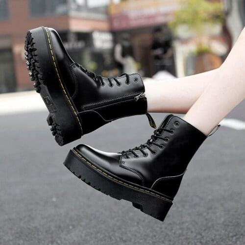 Brand Martin Boots Women High Platform Ankle Shoes Woman Genuine Leather Motor Cycle Boots Ladies Fashion Women Boots 2021