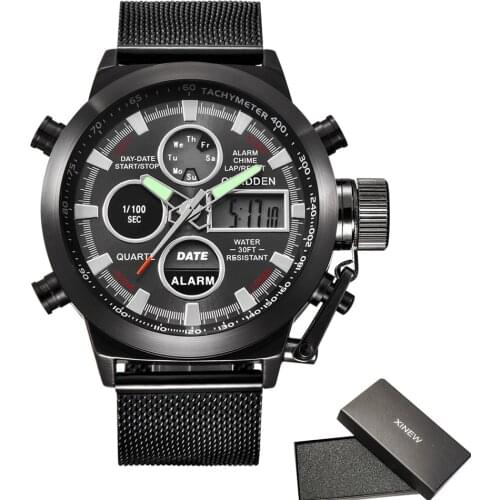 Big Brand WatchesMens Chronograph Watches Men Stainless Steel Led Digital Casual Wristwatches With Box Montres de Marque de Luxe