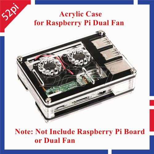 52Pi Sliced 9 Layers Acrylic Case Box, for Raspberry Pi 3B/2B / Dual Fan (Not Include), Does Not Fit New Dual Fan for 3B Plus