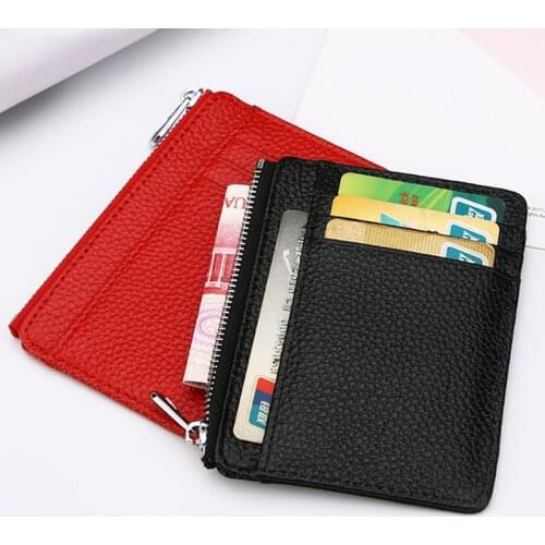 Genuine Leather ID Card Holder Large Wide Zipper Business Bank Credit Card ID Holder pocket Custom Gold Silver Engrave NAME LOGO
