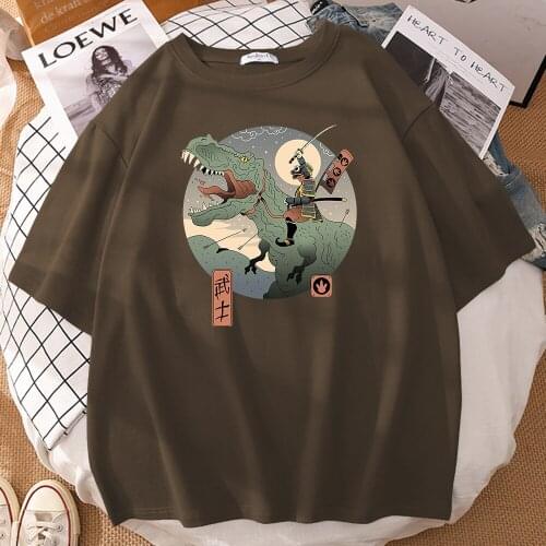 Dinosaur Personality Printing Japanese New T shirt Man Hip Hop Casual Tee Tops For Men Breathable Famous Brand T-shirt Mens