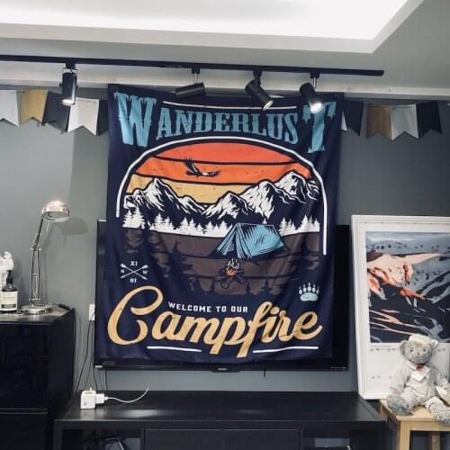 Camping Mountain Print Blanket Tapestry Wall Hanging Summer Beach Landscape Wall Background Cloth Tapestry