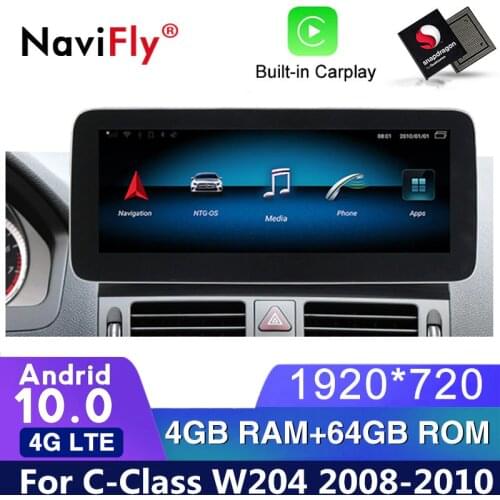 HD 1920*720 Android 10 Car dvd radio audio GPS for Mercedes Benz C-Class W204 S204 2008 2009 2010 NTG4.0 multimedia Player WIFI