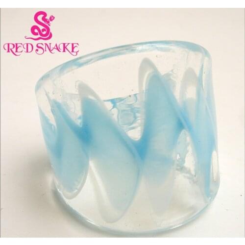 RED SNAKE Fashion Ring Handmade Floating Ribbons Translucent Murano Glass Ring No.C