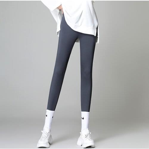 Spring Summer Shark Leather Leggings Fashion Thin Elastic Force Wear Tight-Fitting Ventilation Pants High Waist Pants Women