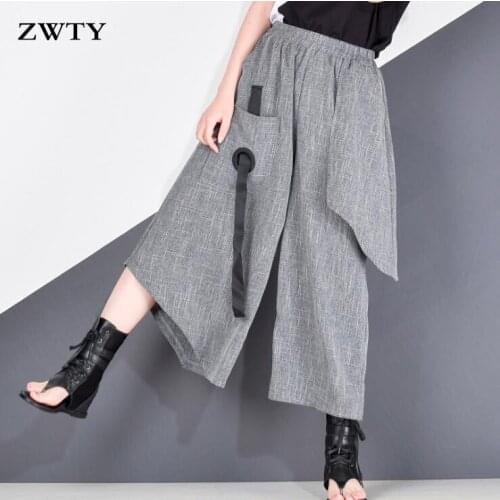 ZWTY Fashion Women Loose Hight Waist Sense of Design Casual Pants Korean 2020 Spring Summer New Women The Streets Pants