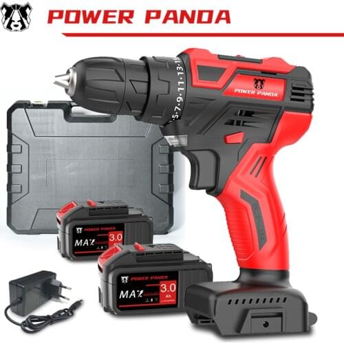 PowerPanda 21V Cordless Drill Driver Screwdriver Mini Wireless Power Driver DC Lithium-Ion Battery 25+1 Settings