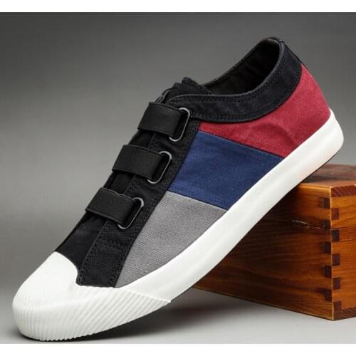 2021 New Spring Canvas Sneaker Loafers Korean Trend Mens Elastic Band Cloth Vulcanized Shoes Youth Mixed Colors Slip-on Flats