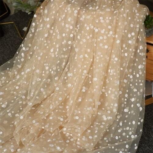 1.6 Meters Wide Soft Polka Dot Gold Dot Printing Mesh Lace Fabric DIY Clothing Skirt Curtain Fabric Fabric