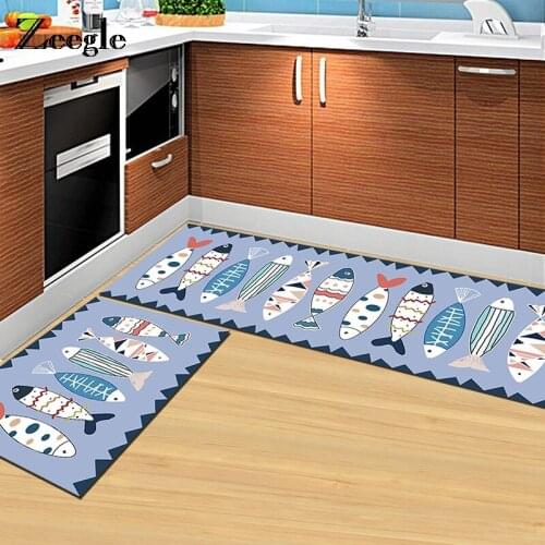 Zeegle Fish Printed Home Entrance Mats Anti-slip Floor Mats For Kitchen Kids Room Rugs Bedroom Carpets Area Rug For Living Room