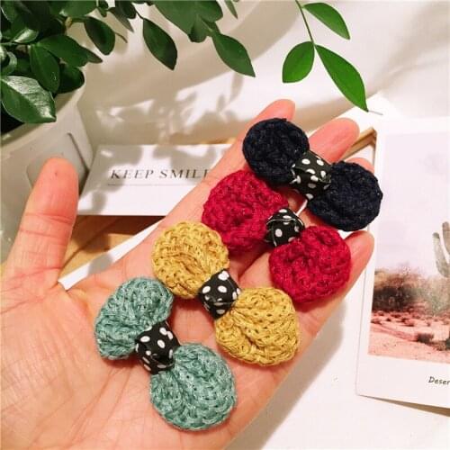 15pcs/Lot 6cm DIY DIY hand knitting bow Padded Patches Appliques For Clothes Hair Decoration
