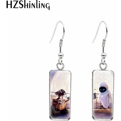 Wall-E Eva Paintings Rectangular Hook Dangle Drop Earrings Fashion Jewelry for girls