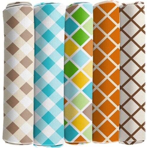 Printed Geometry Fabric Lattice Polyester Cotton Bubble Fabric Patchwor DIY Sewing Dolls Crafts Accessories Material 50*145CM