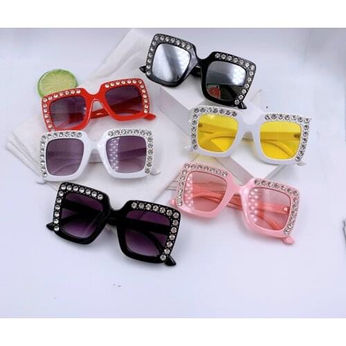 6 Colors Summer Lovely Fashion Kids Girls Sunglasses Simple With Diamond Outdoor Glasses Outfits 3-8Y