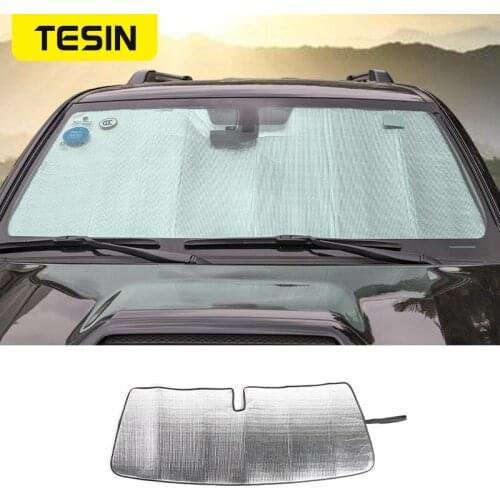 TESIN Aluminum Foil Car Front Windshield Sun Shade Cover Auti-UV Sun Visor for Toyota 4Runner 2017+ Car Interior Accessories