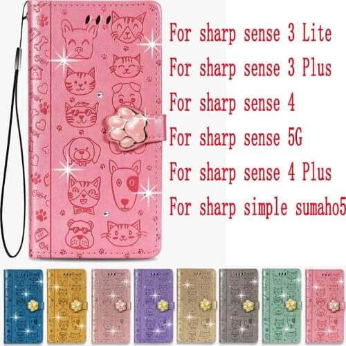 Sunjolly Leather Case Flip Card Wallet Stand Cover coque For sharp sense 3 Lite 3 Plus 4 5g 4 Plus simple sumaho 5