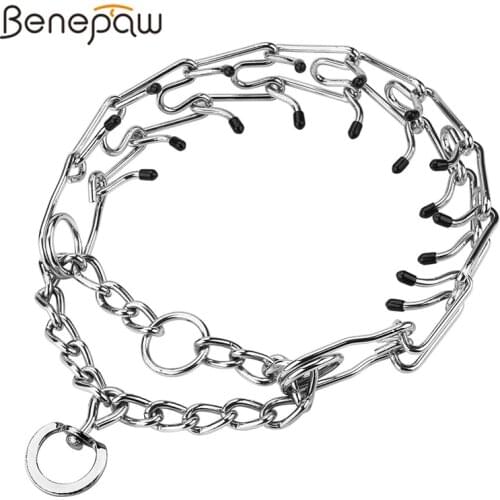 Benepaw Effective Pinch Dog Training Collar With Comfort Rubber Tips Safe Adjustable Detachable Stainless Steel Pet Prong Collar