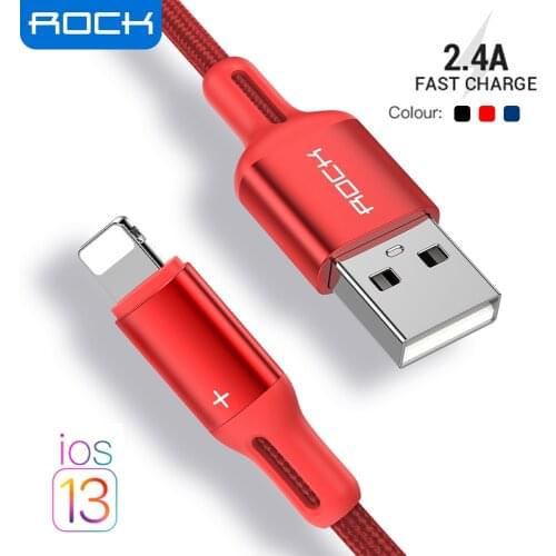 ROCK USB Cable for iPhone SE 11 Xs Max Xr X 8 7 6Plus 6s 5s iPad Mini 5 Fast Charging Cables for iPad Air 3 2.4A Data Cord Cable