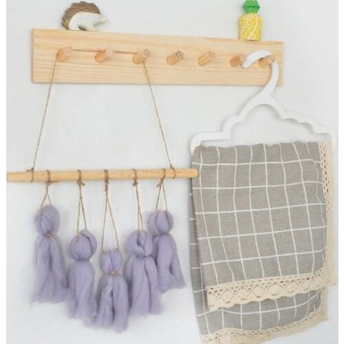 Nordic Style Solid Wood Hook Door Hanger Wall Hanging Rack Decorative Coat Key Storage Hooks Beech Wood Rack furnishing