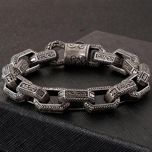 Vintage Stainless Steel Mens Chain Bracelet For Men Friendship Bracelets Male Pulseira Hiphop Biker Jewelry Hand Accessories