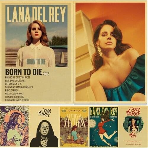 Vintage Singer Lana Del Rey Poster Kraft paper Home Decal Art Painting Funny Wall Sticker for Coffee House Bar